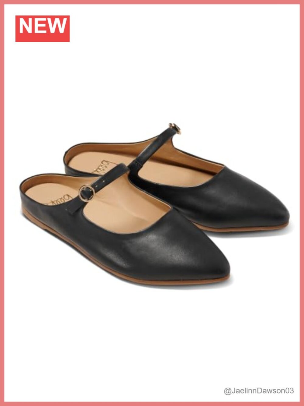 BEEK Swallow Leather Ballet Mule, Slip-On, Pointed Toe, Adjustable Strap